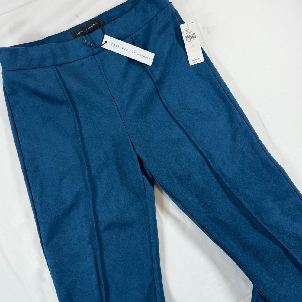 Sanctuary x Anthropologie Faux‎ Suede Flare Pants Teal Blue Small CP0988SFO NEW